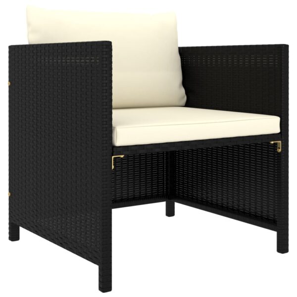 vidaXL Patio Sofa with Cushions Black Poly Rattan