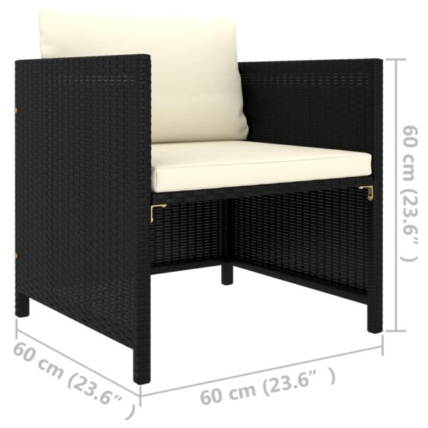 vidaXL Patio Sofa with Cushions Black Poly Rattan - Image 5