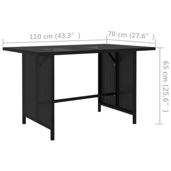 vidaXL Patio Dining Table Black 43.3"x27.6"x25. 6"Poly Rattan - Image 4