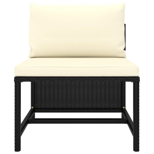 vidaXL 3 Piece Patio Sofa Set with Cushions Black Poly Rattan - Image 3