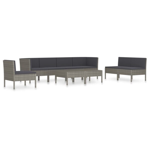 vidaXL 9 Piece Patio Lounge Set with Cushions Poly Rattan Gray - Image 2