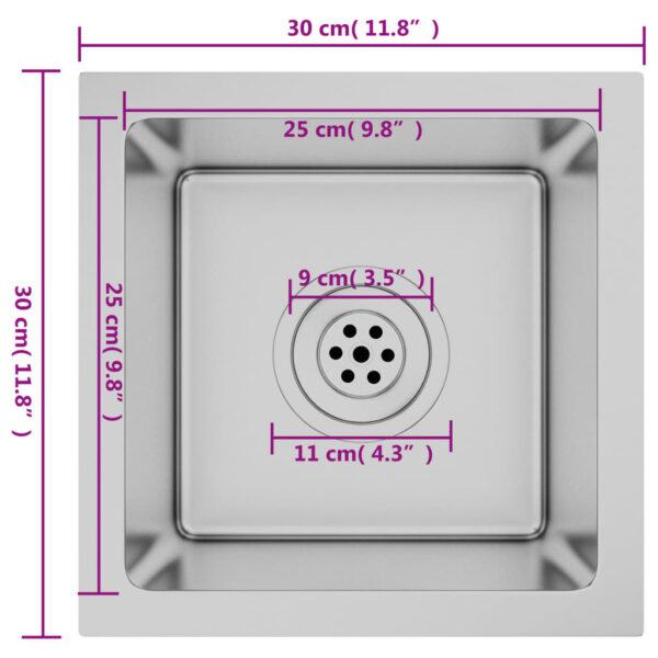 vidaXL Handmade Kitchen Sink Stainless Steel - Image 9