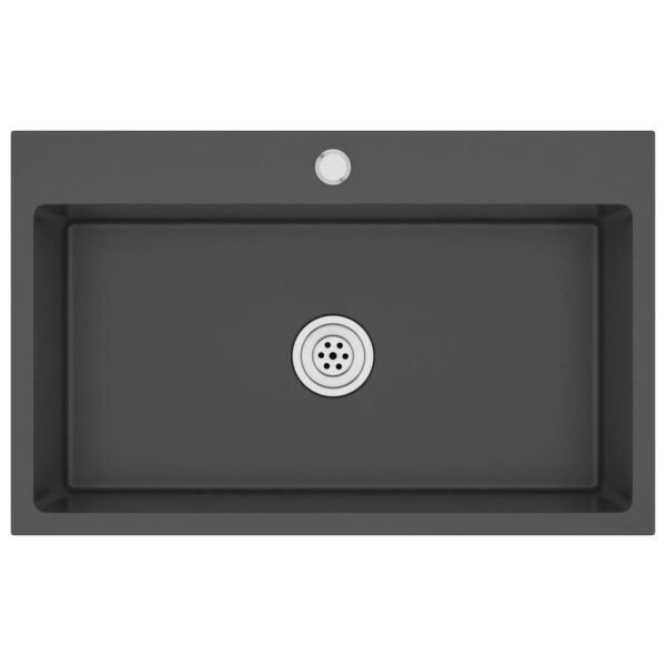 vidaXL Handmade Kitchen Sink Black Stainless Steel - Image 2