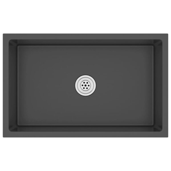 vidaXL Handmade Kitchen Sink Black Stainless Steel - Image 2