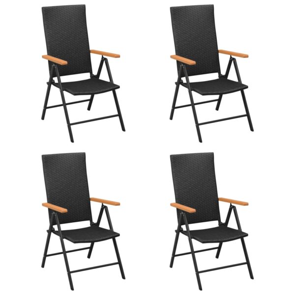 vidaXL Patio Chairs 4 pcs Poly Rattan Black