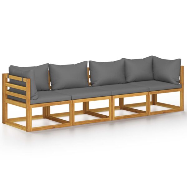 vidaXL 4-Seater Patio Sofa with Cushion Solid Acacia Wood - Image 2