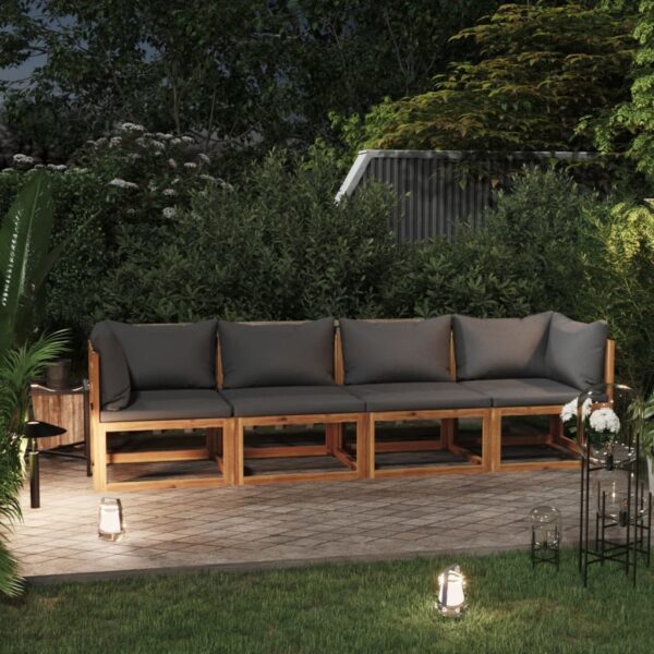 vidaXL 4-Seater Patio Sofa with Cushion Solid Acacia Wood