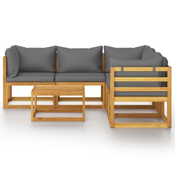 vidaXL 6 Piece Patio Lounge Set with Cushion Solid Acacia Wood - Image 3