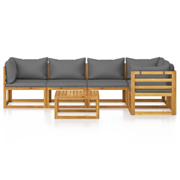 vidaXL 6 Piece Patio Lounge Set with Cushions Solid Acacia Wood - Image 3