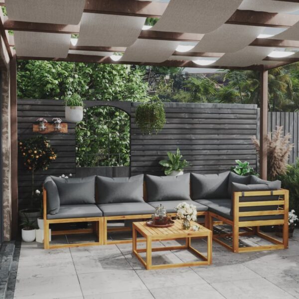 vidaXL 6 Piece Patio Lounge Set with Cushions Solid Acacia Wood