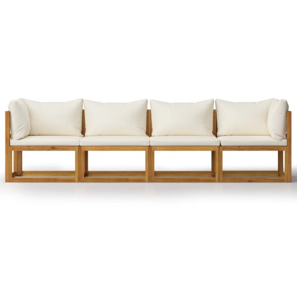 vidaXL 4-Seater Patio Sofa with Cushion Cream Solid Acacia Wood - Image 3