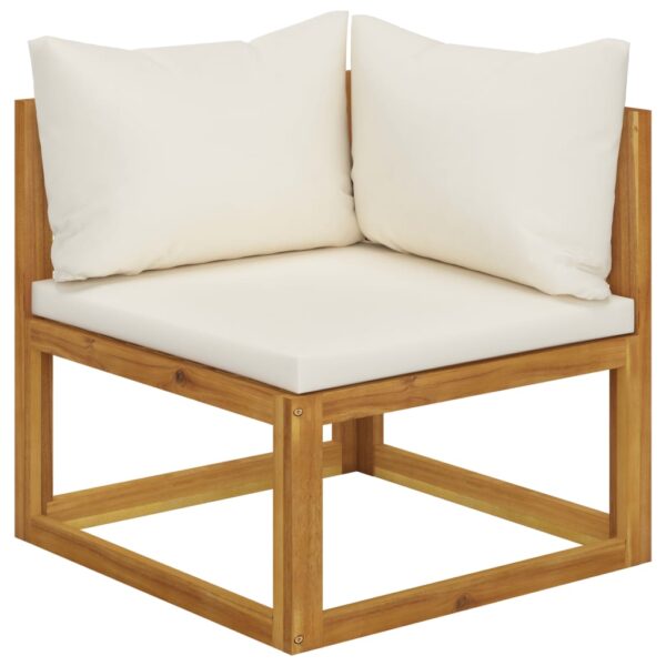 vidaXL 6 Piece Patio Lounge Set with Cushion Cream Solid Acacia Wood - Image 4