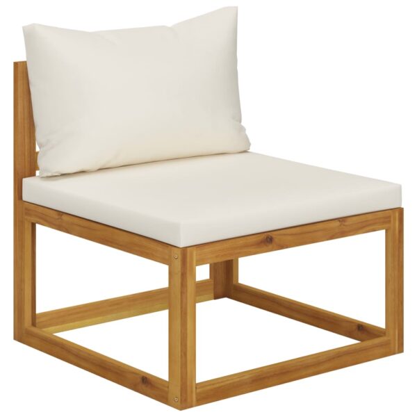 vidaXL 7 Piece Patio Lounge Set with Cushion Cream Solid Acacia Wood - Image 7