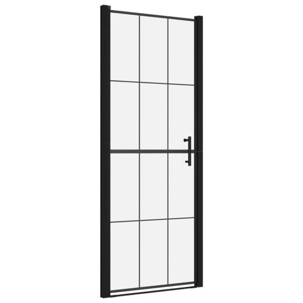 vidaXL Shower Door Tempered Glass 31.9"x76.8" Black - Image 2