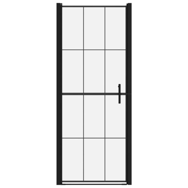 vidaXL Shower Door Tempered Glass 31.9"x76.8" Black - Image 3