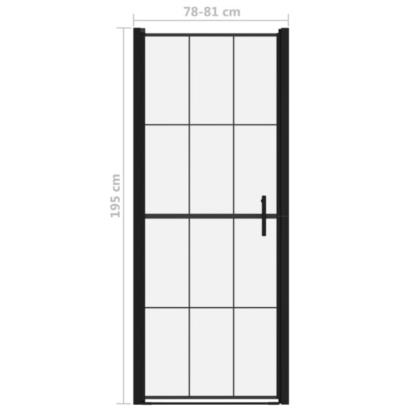 vidaXL Shower Door Tempered Glass 31.9"x76.8" Black - Image 5