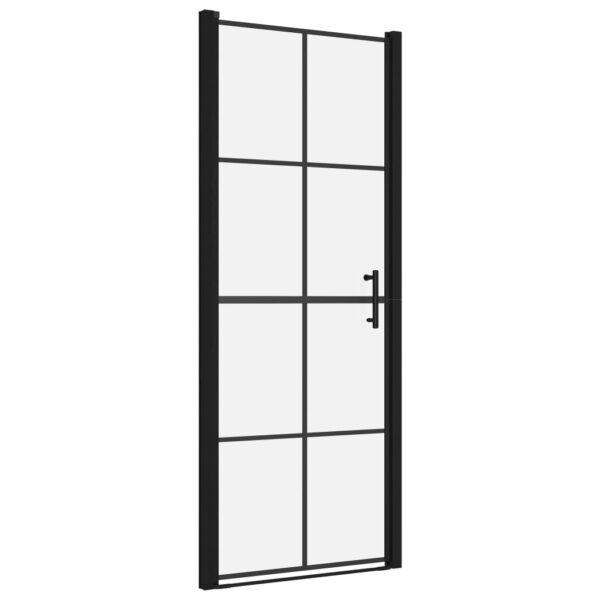 vidaXL Shower Door Tempered Glass 35.8"x76.8" Black - Image 2