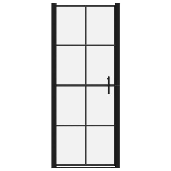 vidaXL Shower Door Tempered Glass 35.8"x76.8" Black - Image 3