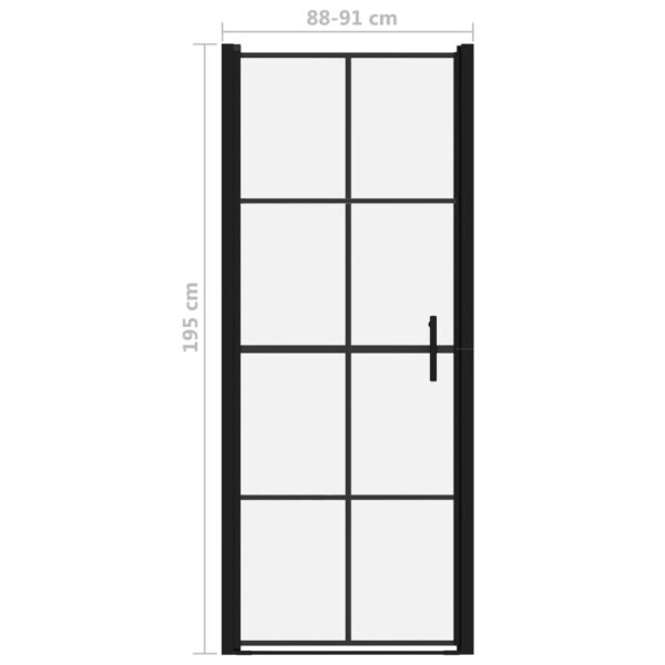 vidaXL Shower Door Tempered Glass 35.8"x76.8" Black - Image 5