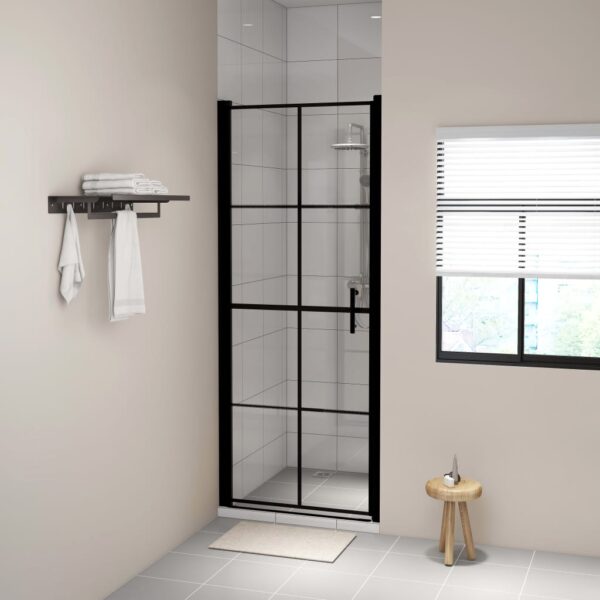 vidaXL Shower Door Tempered Glass 35.8"x76.8" Black