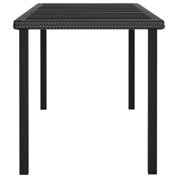 vidaXL Patio Dining Table Black 70.9"x27.6"x28.7" Poly Rattan - Image 3