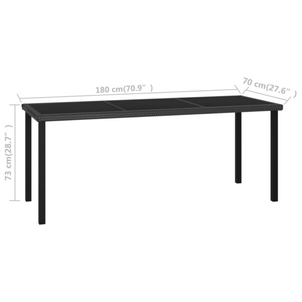 vidaXL Patio Dining Table Black 70.9"x27.6"x28.7" Poly Rattan - Image 5