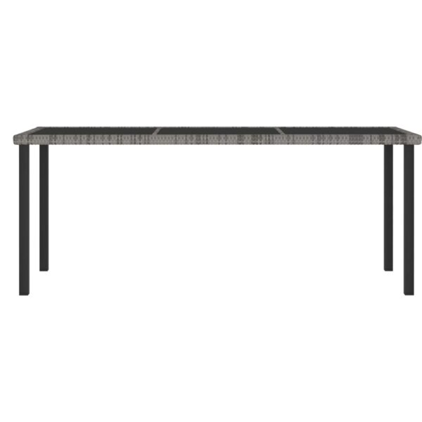 vidaXL Patio Dining Table Gray 70.9"x27.6"x28.7" Poly Rattan - Image 2