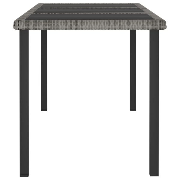 vidaXL Patio Dining Table Gray 70.9"x27.6"x28.7" Poly Rattan - Image 3