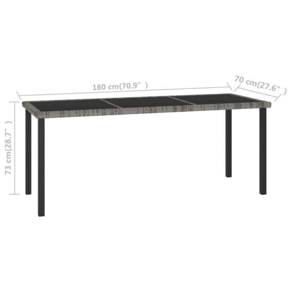 vidaXL Patio Dining Table Gray 70.9"x27.6"x28.7" Poly Rattan - Image 5