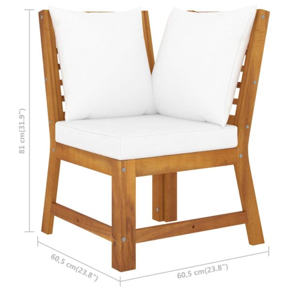 vidaXL 4 Piece Patio Lounge Set with Cushion Cream Solid Acacia Wood - Image 12