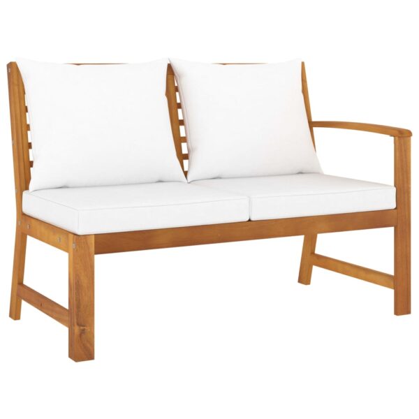 vidaXL 4 Piece Patio Lounge Set with Cushion Cream Solid Acacia Wood - Image 4