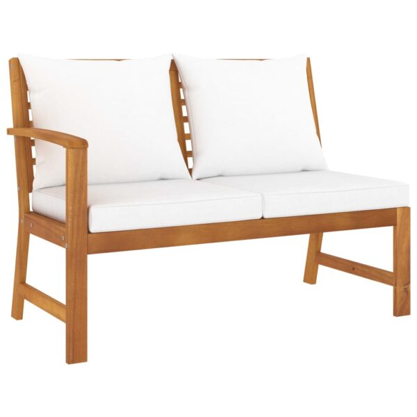 vidaXL 4 Piece Patio Lounge Set with Cushion Cream Solid Acacia Wood - Image 5