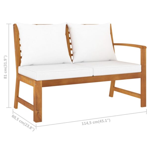 vidaXL 4 Piece Patio Lounge Set with Cushion Cream Solid Acacia Wood - Image 10