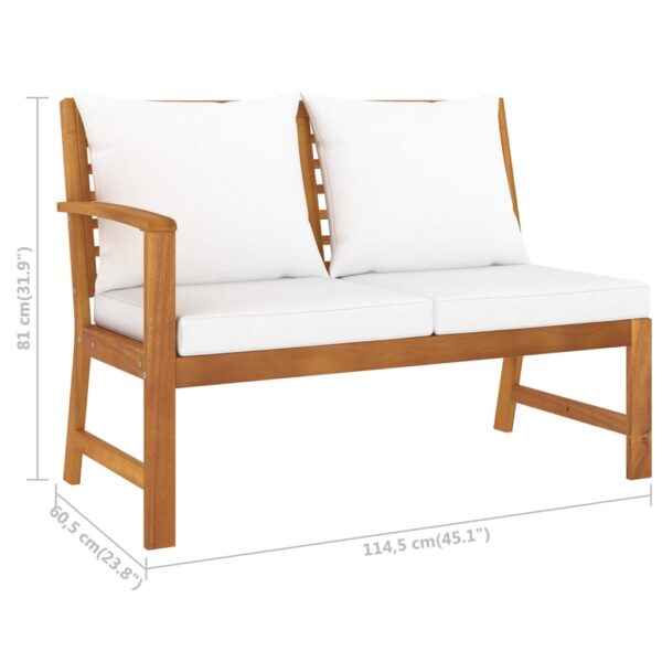 vidaXL 4 Piece Patio Lounge Set with Cushion Cream Solid Acacia Wood - Image 11