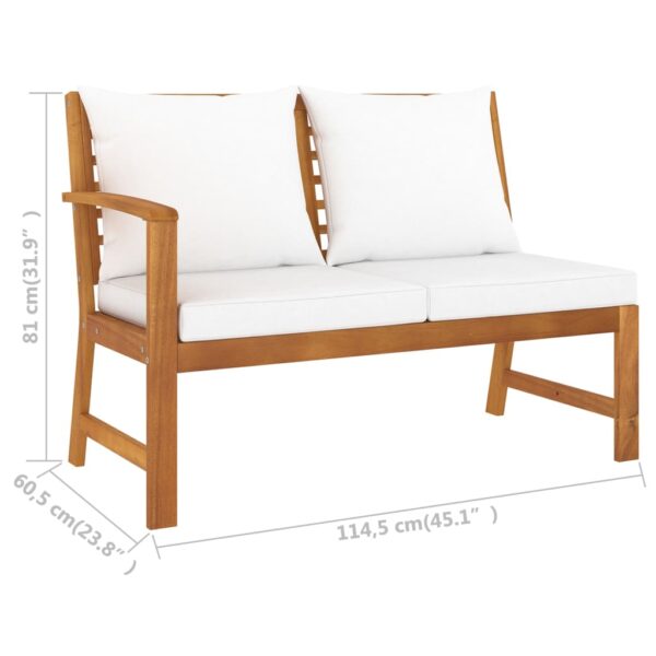 vidaXL 6 Piece Patio Lounge Set with Cushion Cream Solid Acacia Wood - Image 12