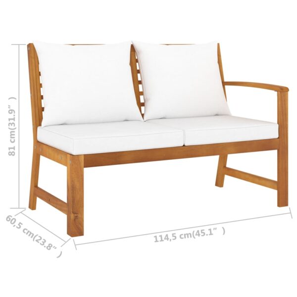 vidaXL 6 Piece Patio Lounge Set with Cushion Cream Solid Acacia Wood - Image 11