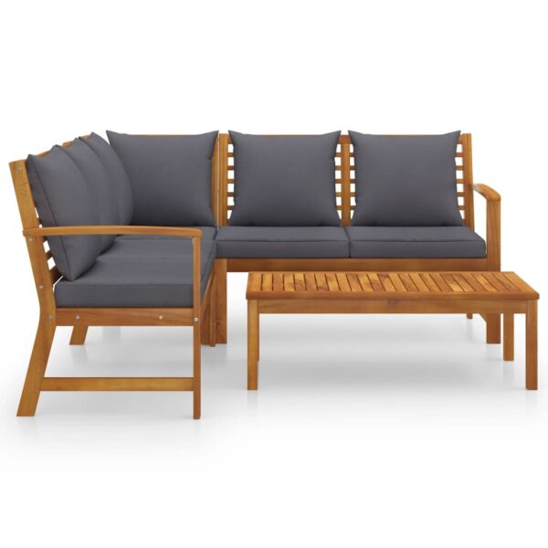 vidaXL 4 Piece Patio Lounge Set with Cushion Solid Acacia Wood - Image 3