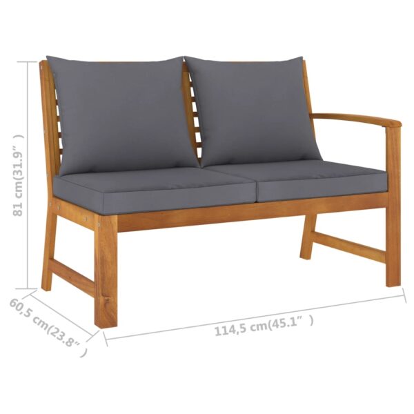 vidaXL 4 Piece Patio Lounge Set with Cushion Solid Acacia Wood - Image 10