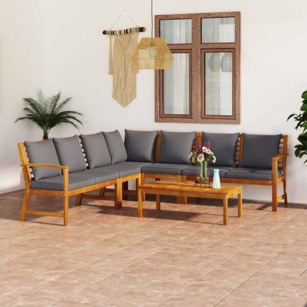 vidaXL 6 Piece Patio Lounge Set with Cushion Solid Acacia Wood