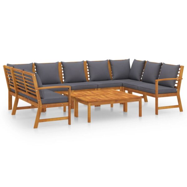 vidaXL 9 Piece Patio Lounge Set with Cushion Solid Acacia Wood - Image 2