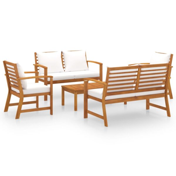 vidaXL 5 Piece Garden Lounge Set with Cushion Solid Acacia Wood - Image 2