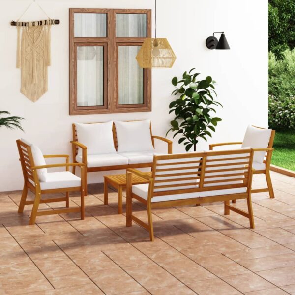 vidaXL 5 Piece Garden Lounge Set with Cushion Solid Acacia Wood