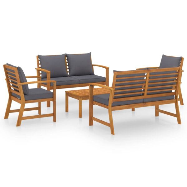 vidaXL 5 Piece Garden Lounge Set with Cushion Solid Acacia Wood - Image 2