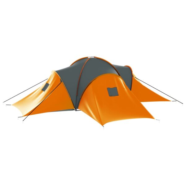 vidaXL Camping Tent 9 Persons Fabric Gray and Orange - Image 2