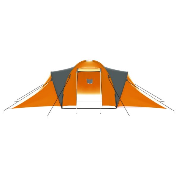 vidaXL Camping Tent 9 Persons Fabric Gray and Orange - Image 3