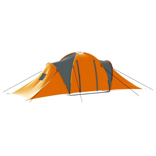 vidaXL Camping Tent 9 Persons Fabric Gray and Orange - Image 4