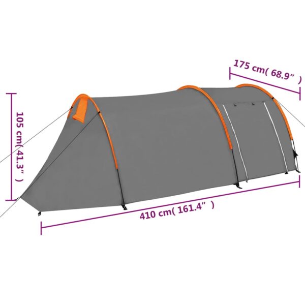 vidaXL Camping Tent 4 Persons Gray and Orange - Image 9