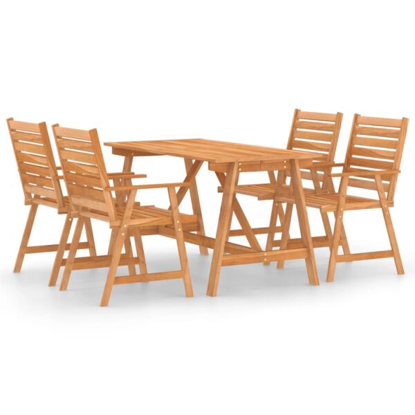 vidaXL 5 Piece Patio Dining Set Solid Acacia Wood - Image 2