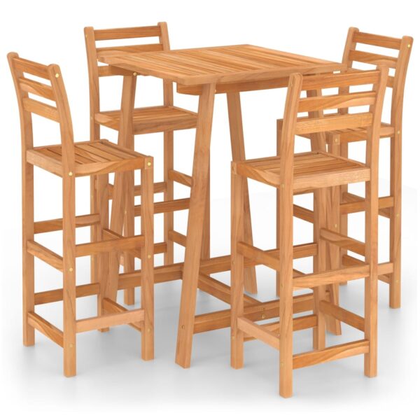 vidaXL 5 Piece Patio Bar Set Solid Acacia Wood - Image 2