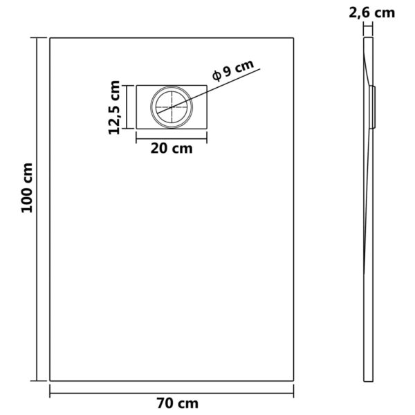 vidaXL Shower Base Tray SMC Brown 39.4"x27.6" - Image 8